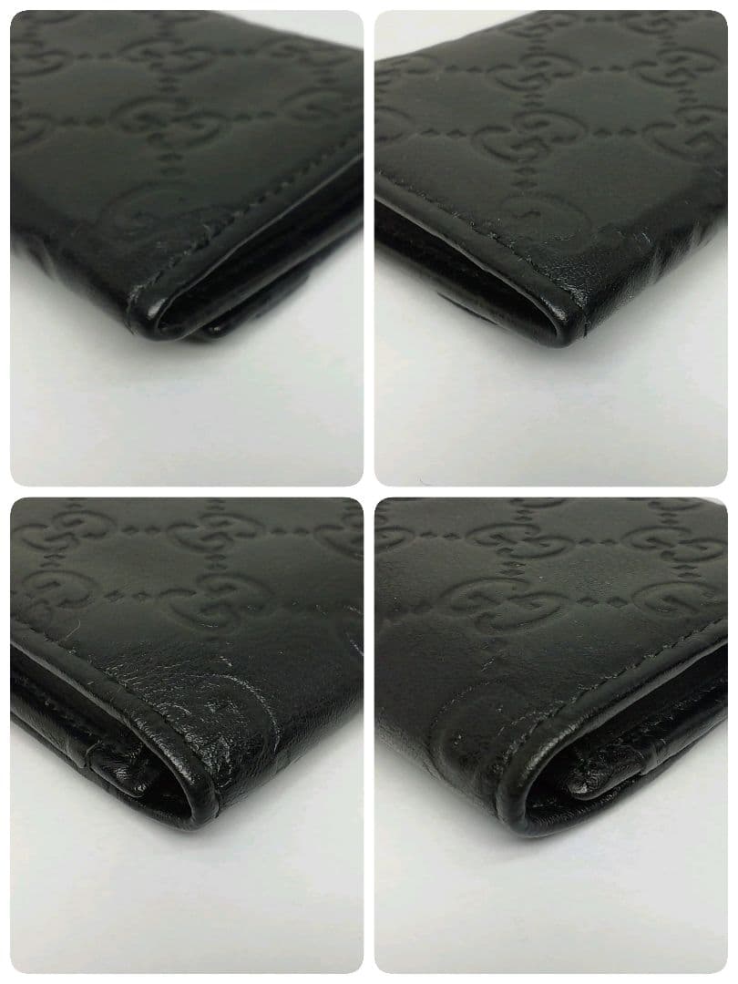GUCCI　グッチ　シマレザー　ブラック　名刺入れ　カードケース　保存袋・付属品