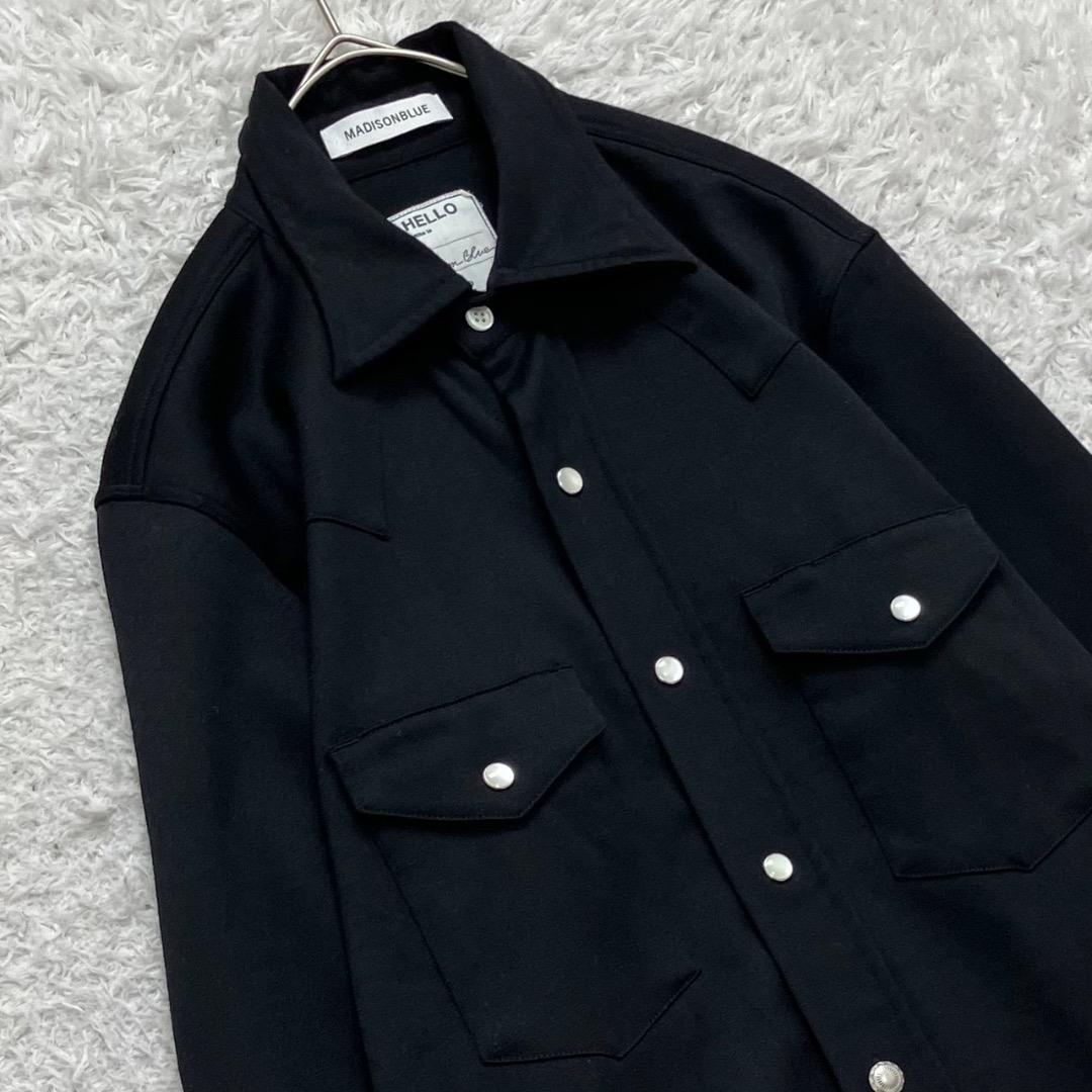 極美品✨マディソンブルー ウエスタンシャツ ウール 飾りボタン ブラック 02