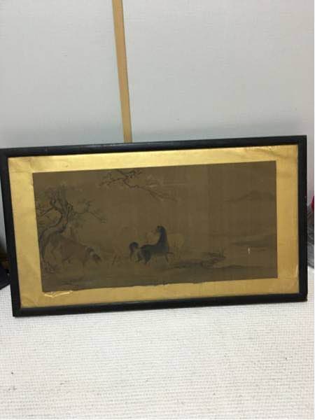 絹本 馬図 扁額 清時代 中国美術