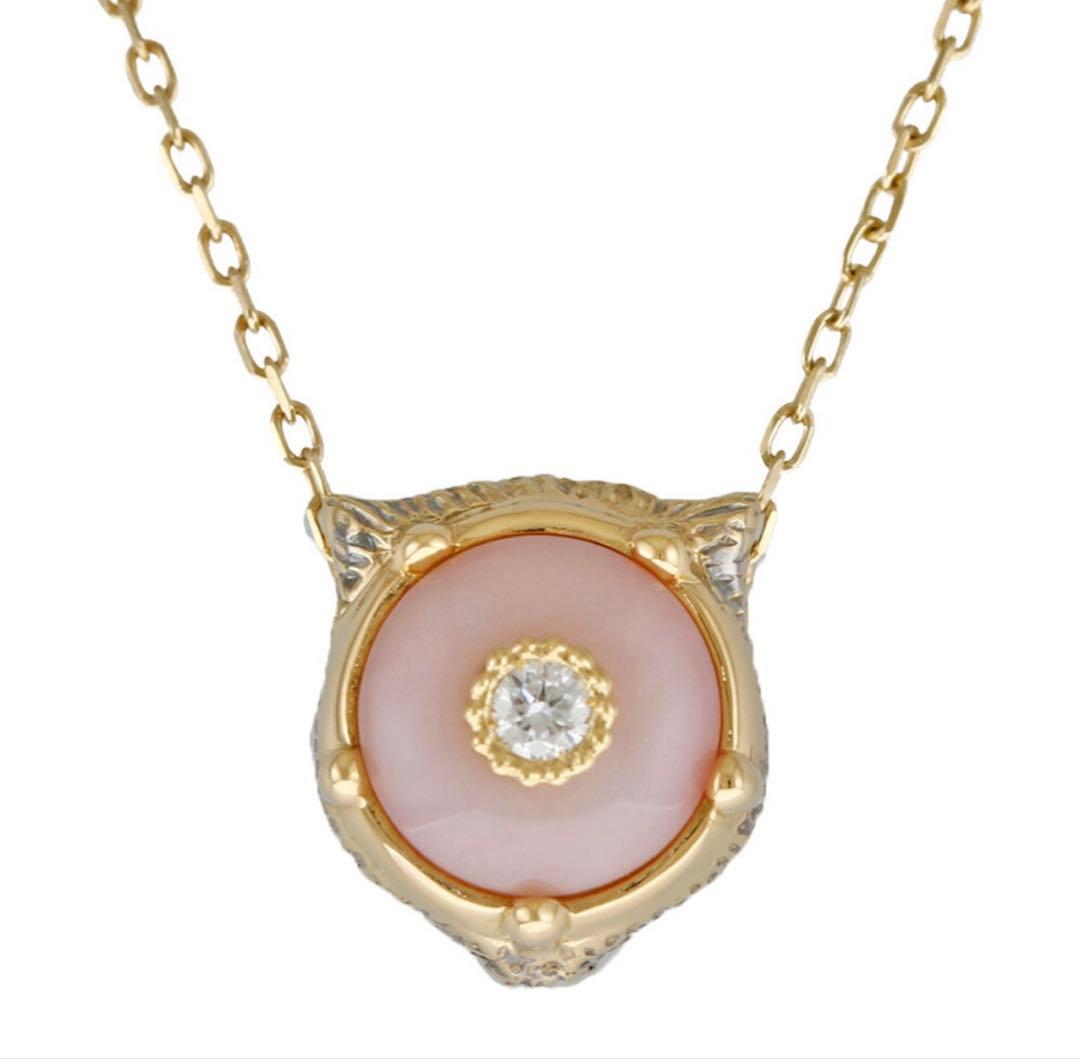 グッチ ル マルシェ デ メルヴェイユ ネックレス　18K ピンクオパール