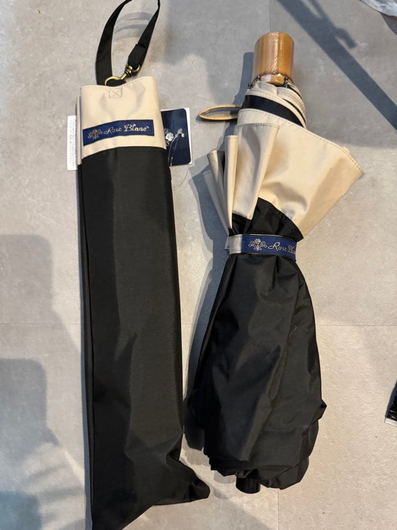 専用　芦屋　ロサブラン　日傘　2段　折りたたみ　シャンパン　ベージュ　黒