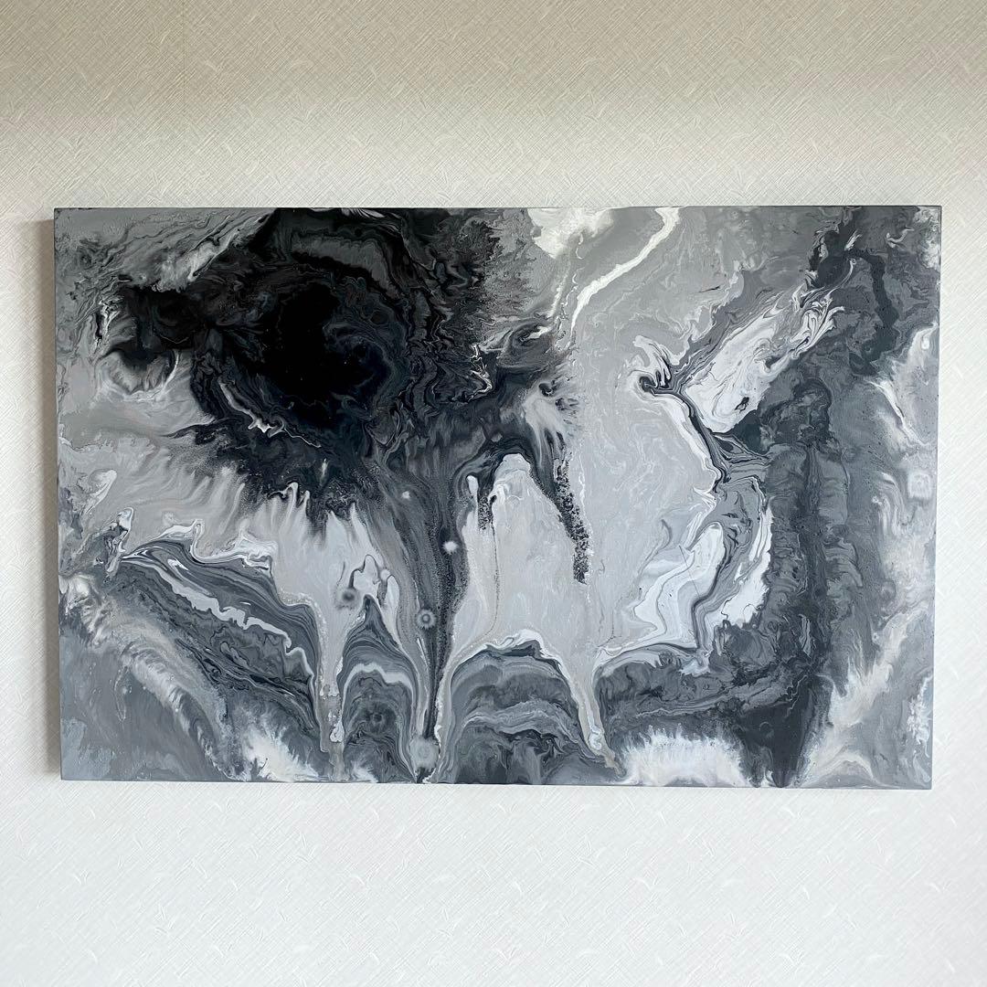 【フロイドアート ポーリングアート 絵】インテリア アクリル 美術 グレー白黒