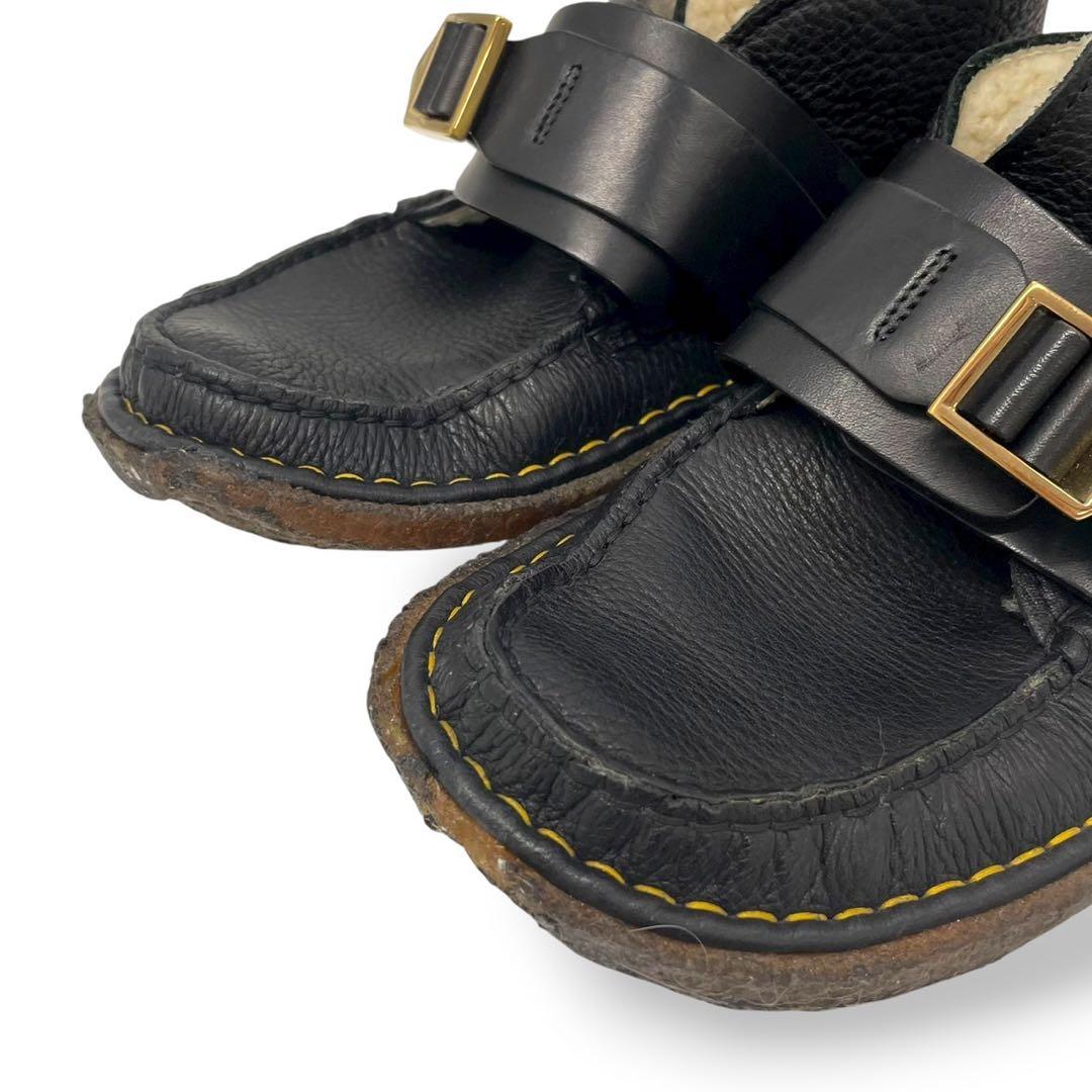 美品　希少　クロエ　モカシン　レザー　ムートン　黒