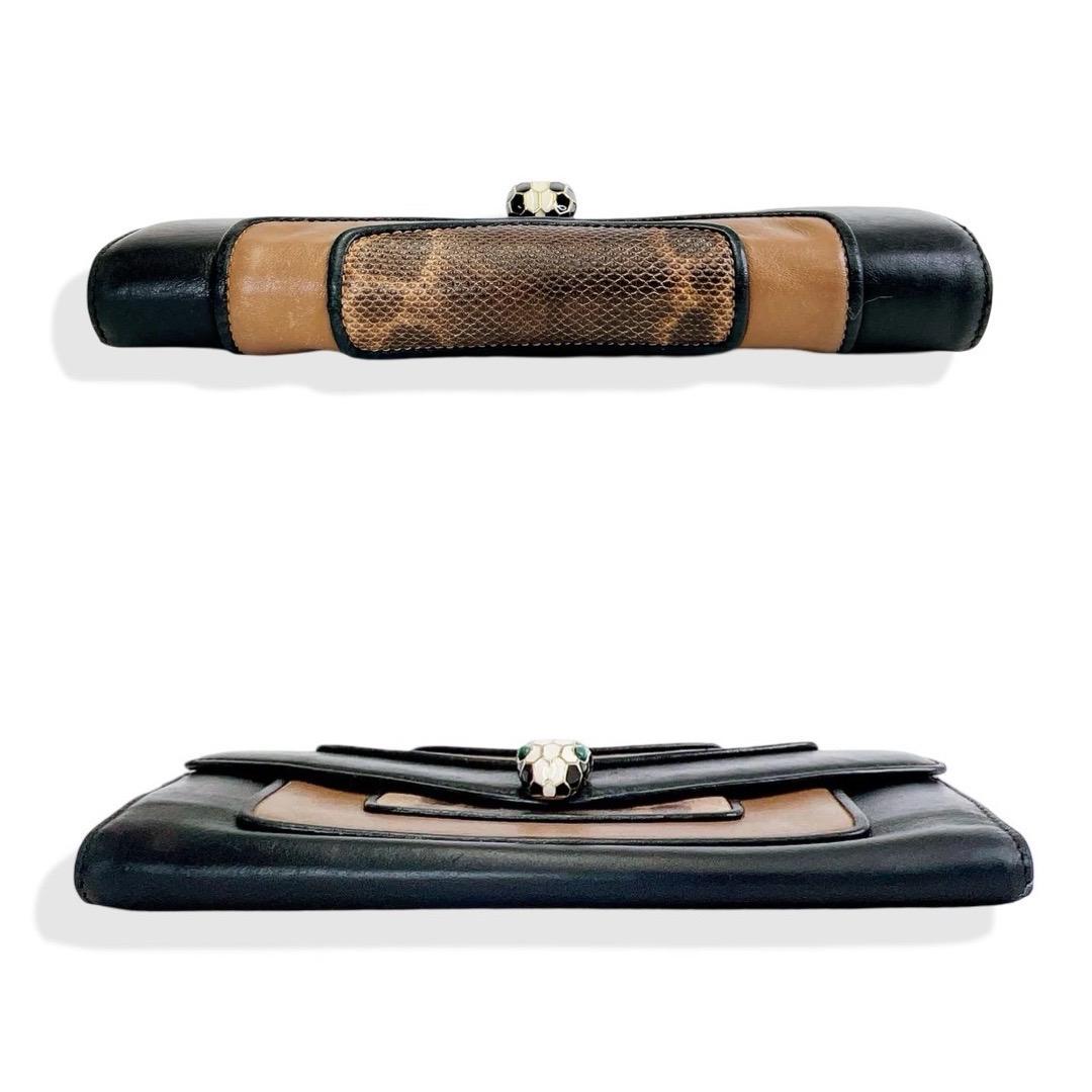 劇レア　ブルガリ BVLGARI 　セルベンティ　長財布 ブラック×ブラウン