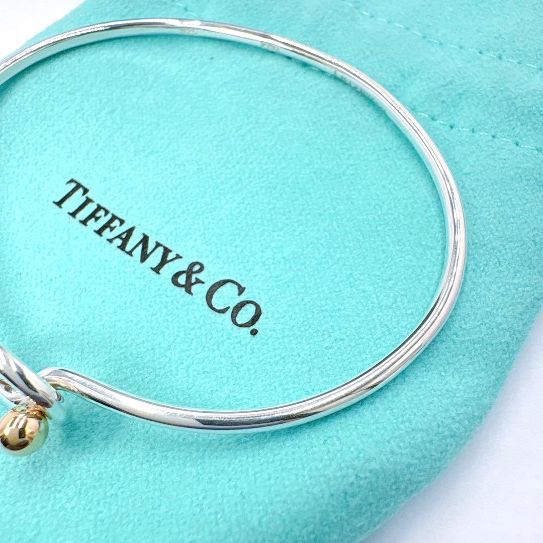 極美品 オールドティファニー ラブノット コンビ バングル シルバー k18