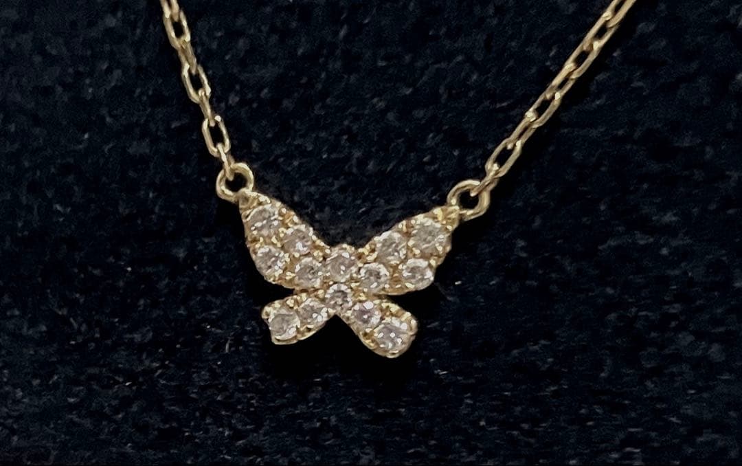 【証明書箱あり】【美品】AHKAHバタフライパヴェネックレス18KYG