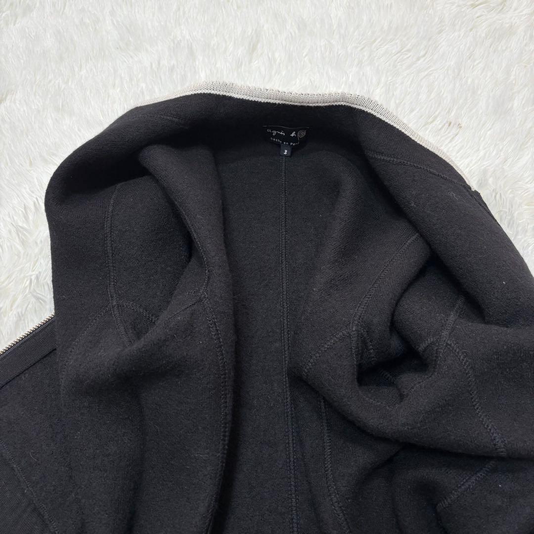 Agnes b カーディガン　ジップアップ　アルパカ混　黒　L 3