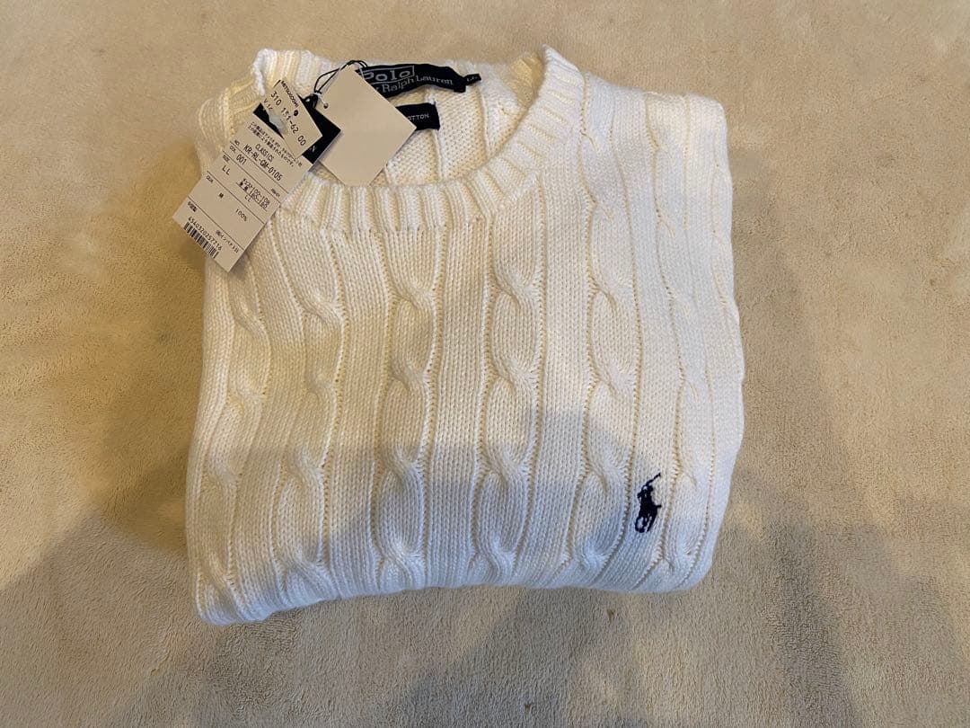 ポロ・ラルフ・ローレン ケーブルニットセーター ホワイト新品未使用タグ付き