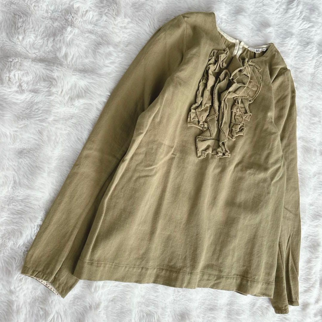 45R★コットン　フリル　ブラウス　カットソー　長袖