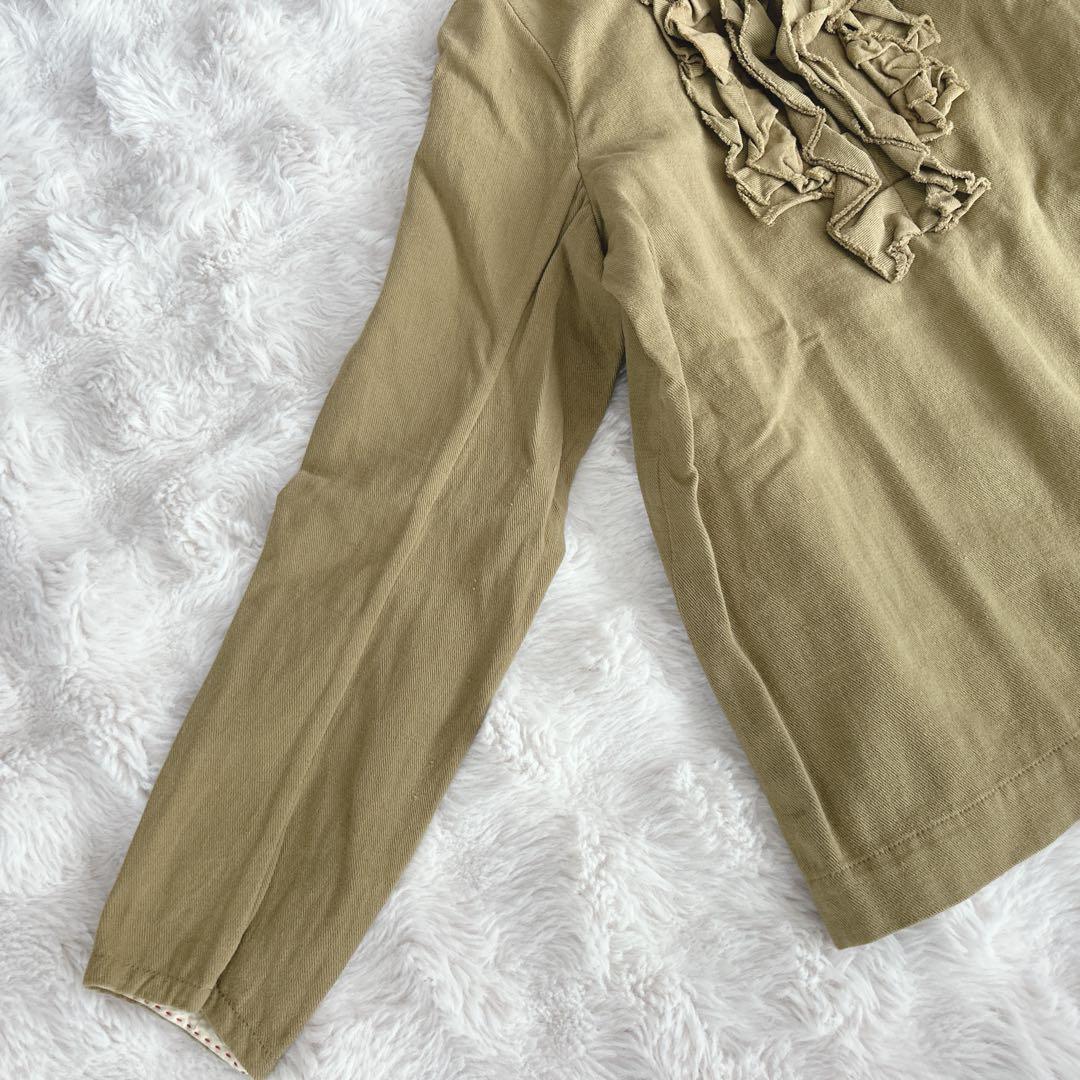 45R★コットン　フリル　ブラウス　カットソー　長袖