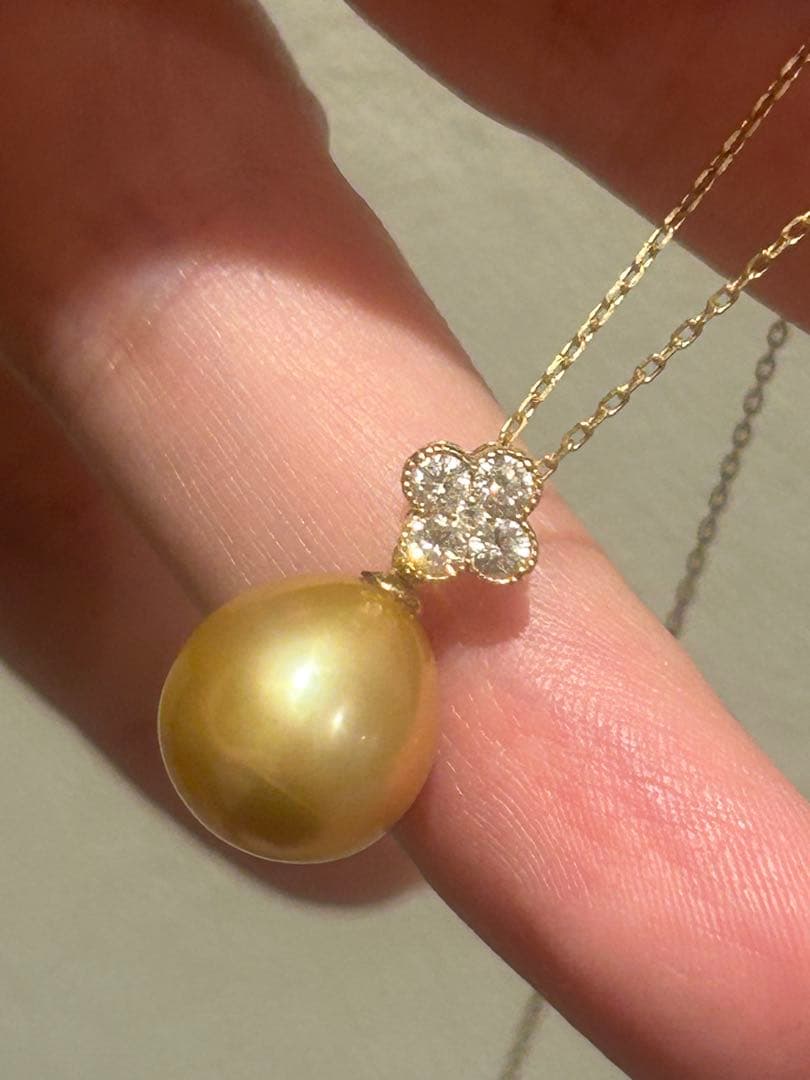 Rose様トップのみK18南洋白蝶ゴールデンパールダイヤ0.2ct