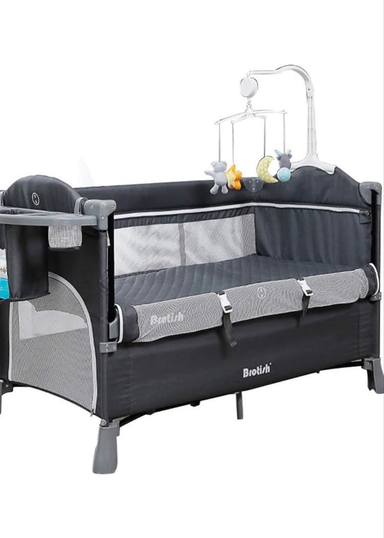 Brotih ベビーベッド 音楽モビール付き