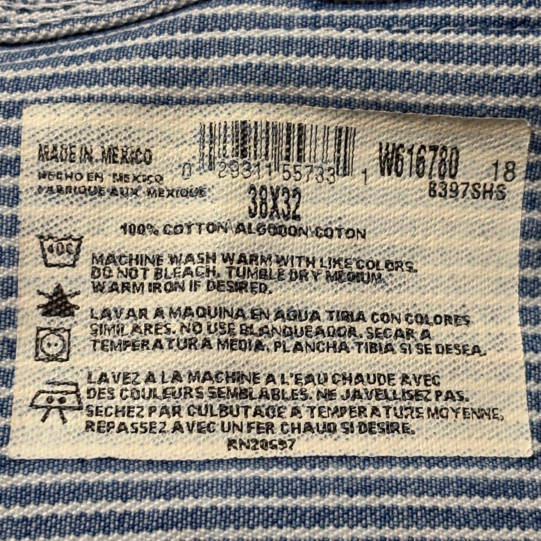 メキシコ製　90's Dickies オーバーオール　ヒッコリー　38x32