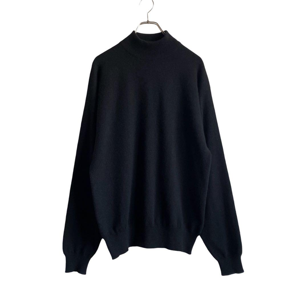 90s FORTE カシミヤ100% モックネックニットセーター　ブラック 黒