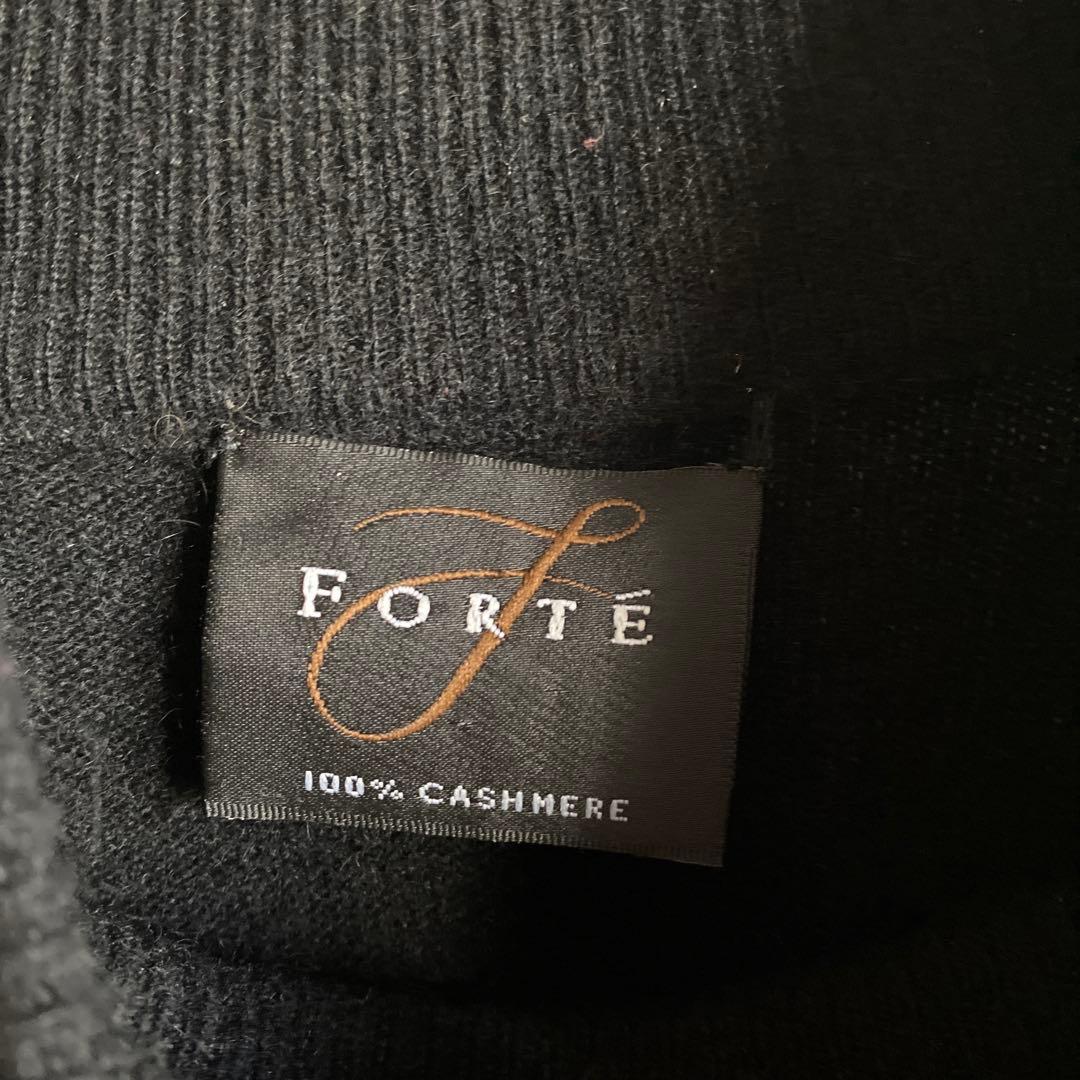 90s FORTE カシミヤ100% モックネックニットセーター　ブラック 黒