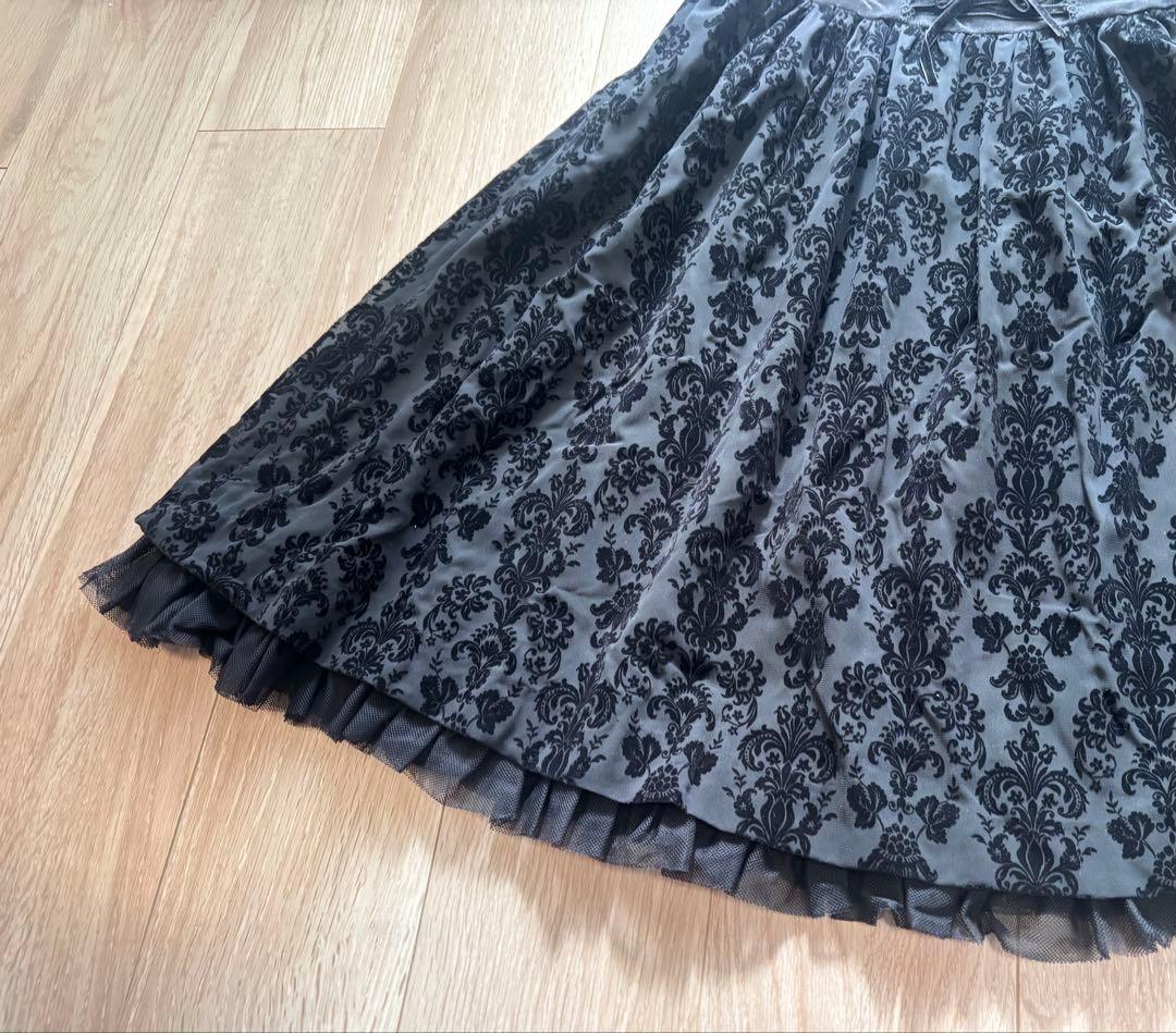 Moi meme Moitie別珍＆アラベスク柄フロッキーシフォンワンピース