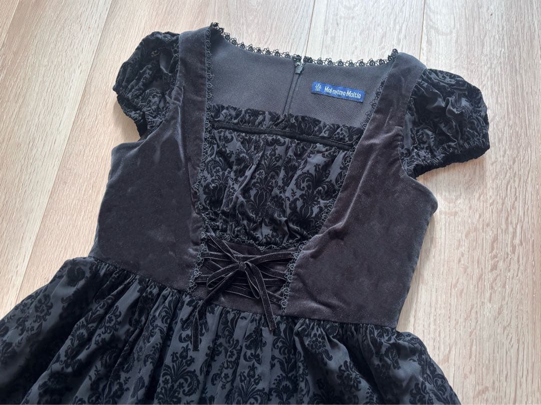 Moi meme Moitie別珍＆アラベスク柄フロッキーシフォンワンピース