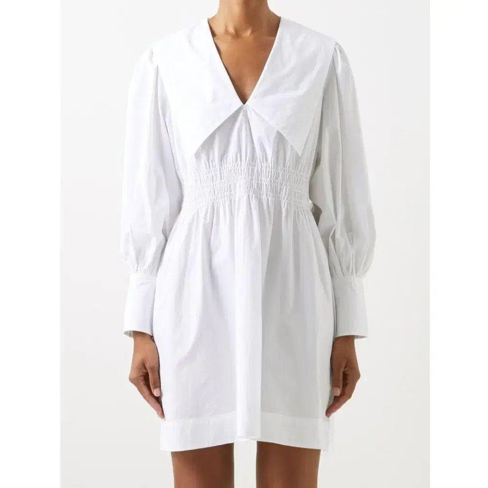 美品 GANNI インド製 ビッグカラーブラウス ミニワンピース ホワイト C