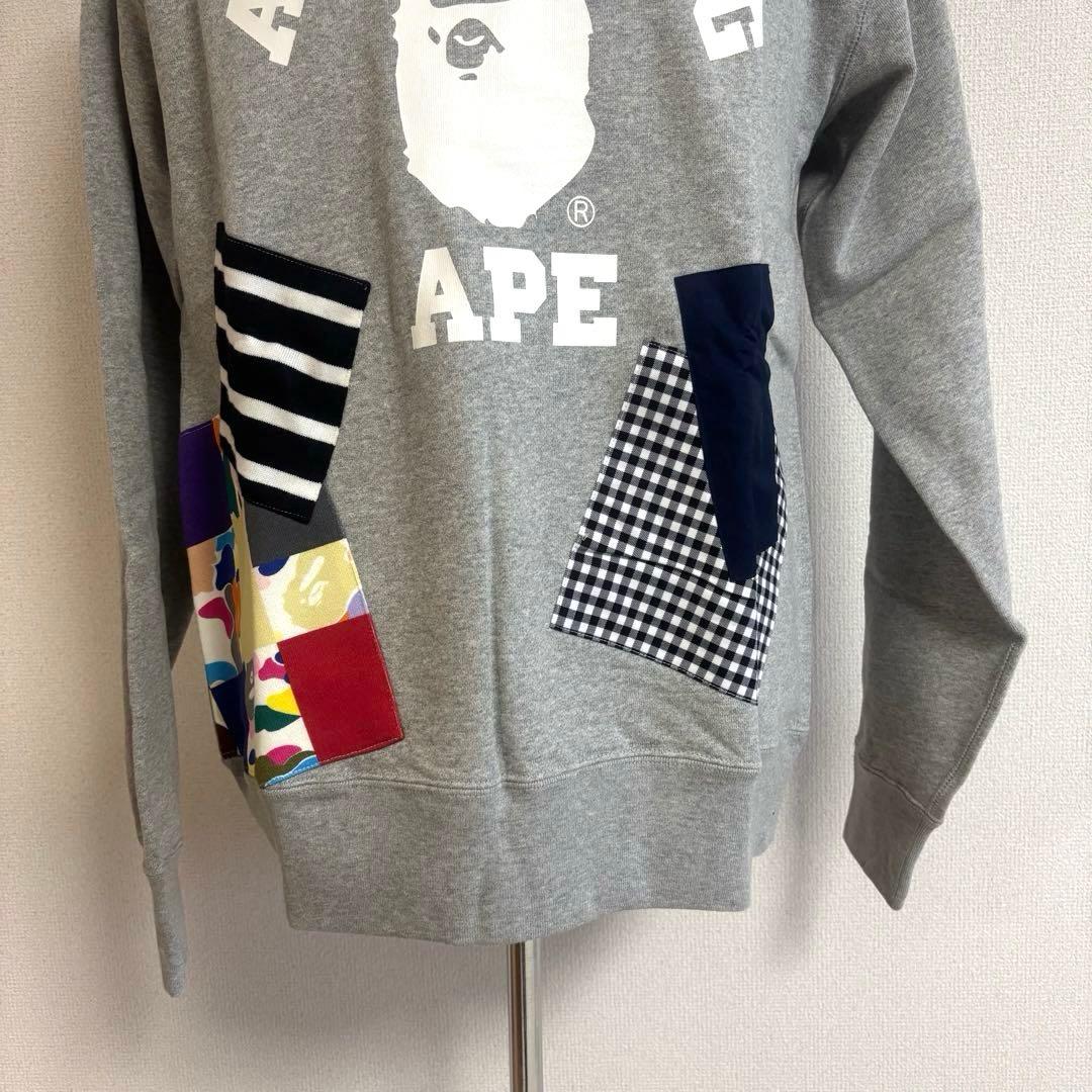 アベイシングエイプ パッチワーク スウェット L グレー　未使用品タグ付き