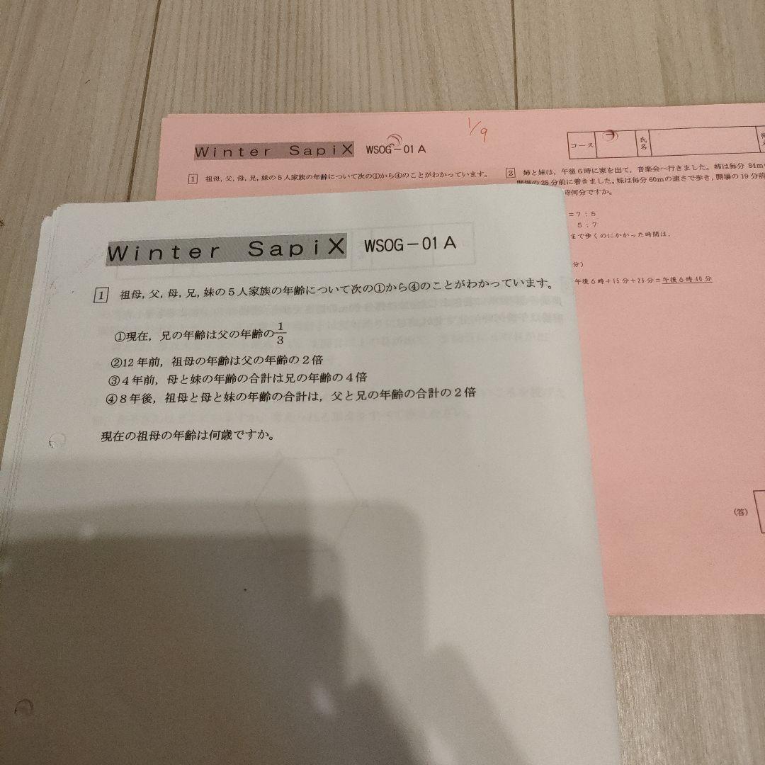 鴎友学園 サピックス　 WSOG-01A～WSOG-6Aなど3セット　 解答解説