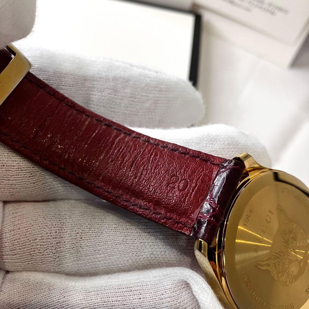 グッチ Gタイムレス 4キャットヘッド イエローゴールドPVD ピンク