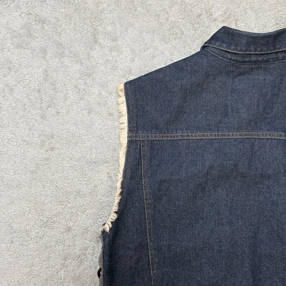 KADOYA デニムベスト レースアップ バイカー 3L ノースリーブ CD52