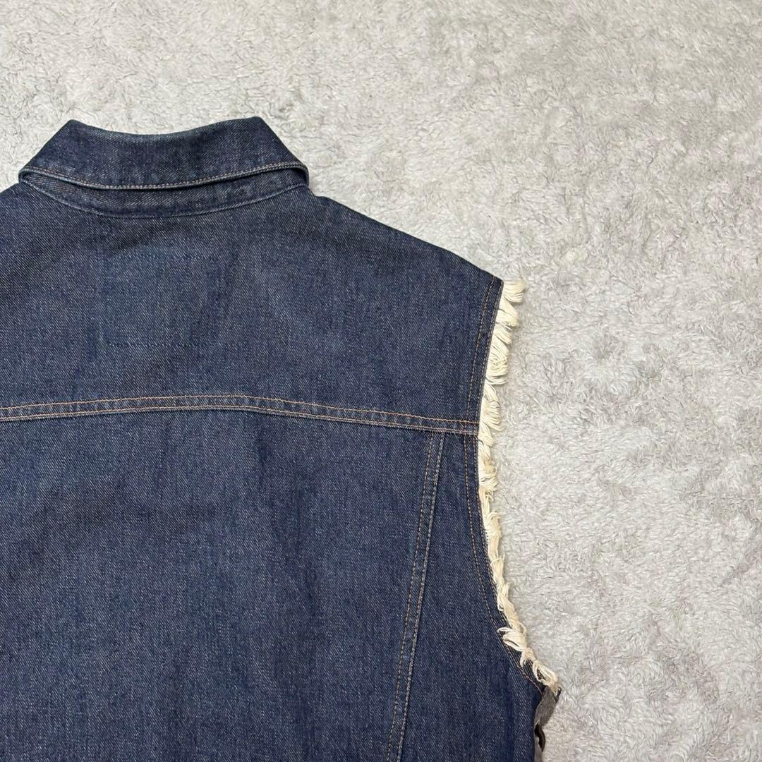 KADOYA デニムベスト レースアップ バイカー 3L ノースリーブ CD52