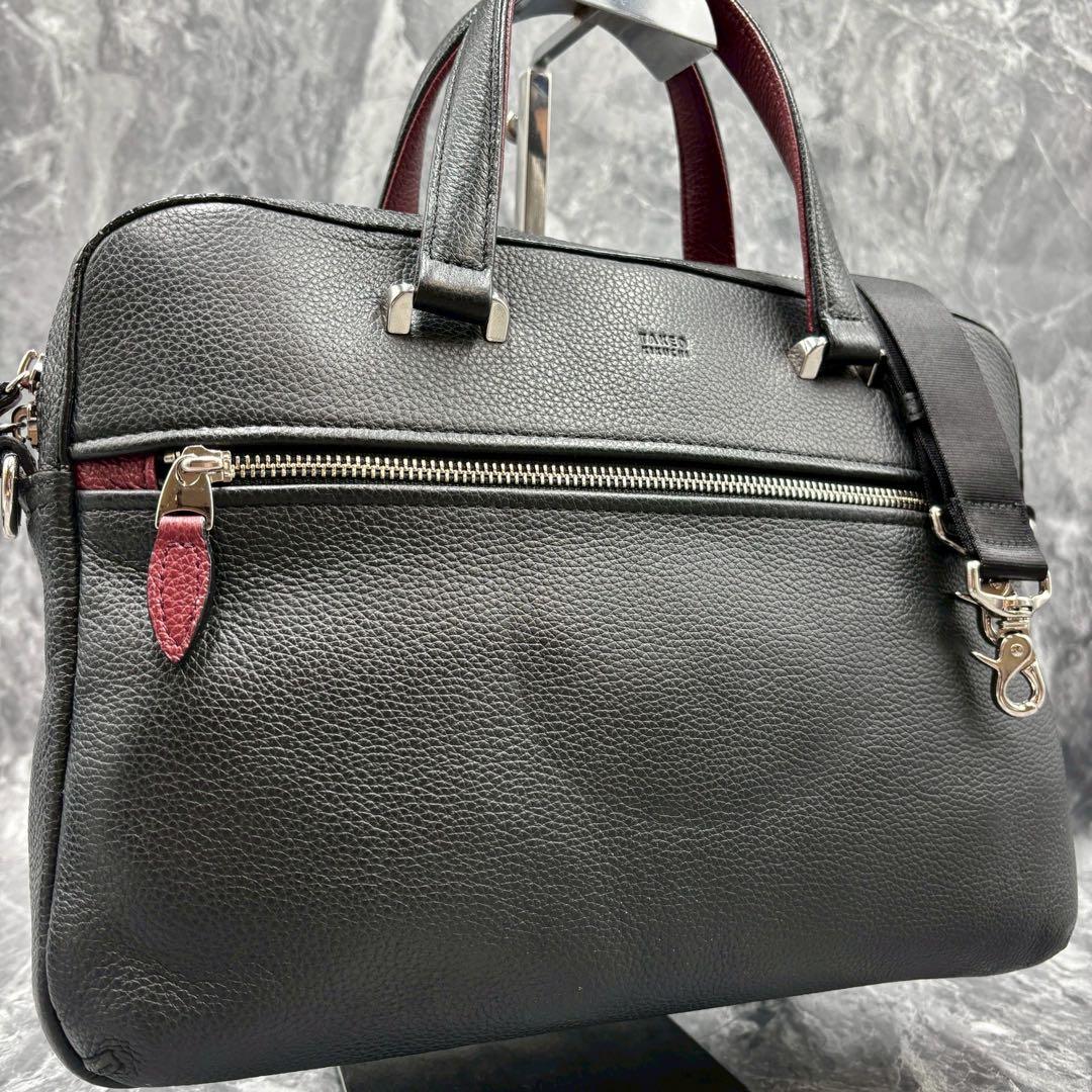 未使用級 タケオキクチ 2wayブリーフケース オールレザー ブラック 現行