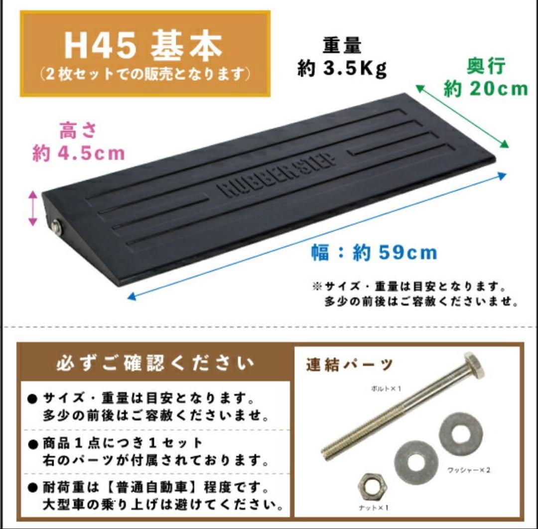 駐車場　段差解消　ラバーステップ　プレート スロープ ゴム 段差スロープ