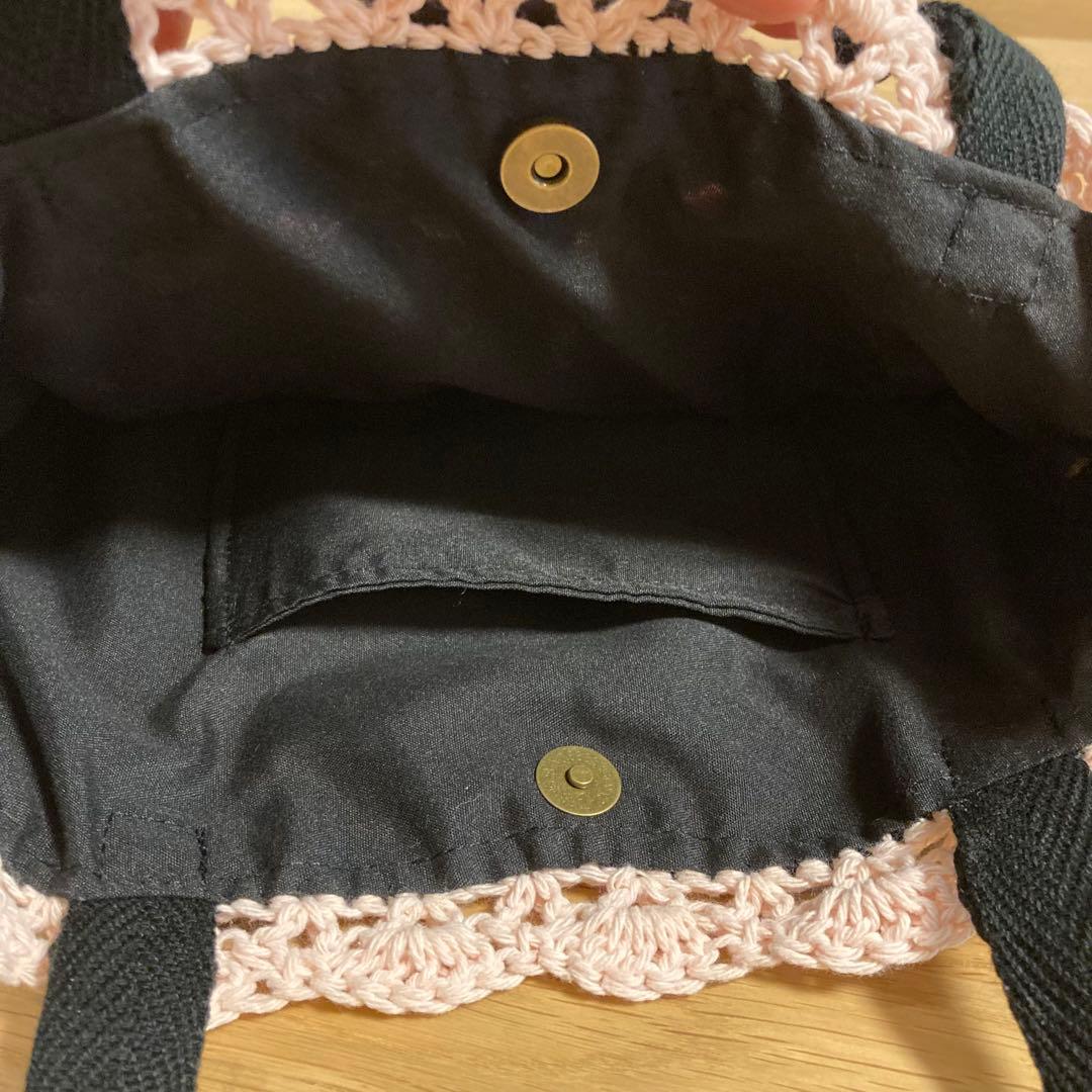 〈user_c7d7d101〉3点 黒 ピンクバラモチーフトートバッグ