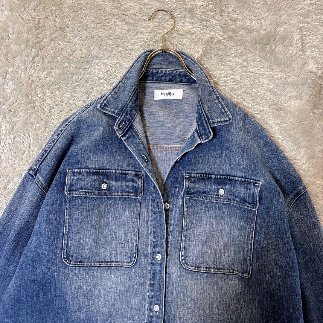 美品＊ヘルシーデニム Almond ビッグデニムシャツ ジャケット　ゆったり