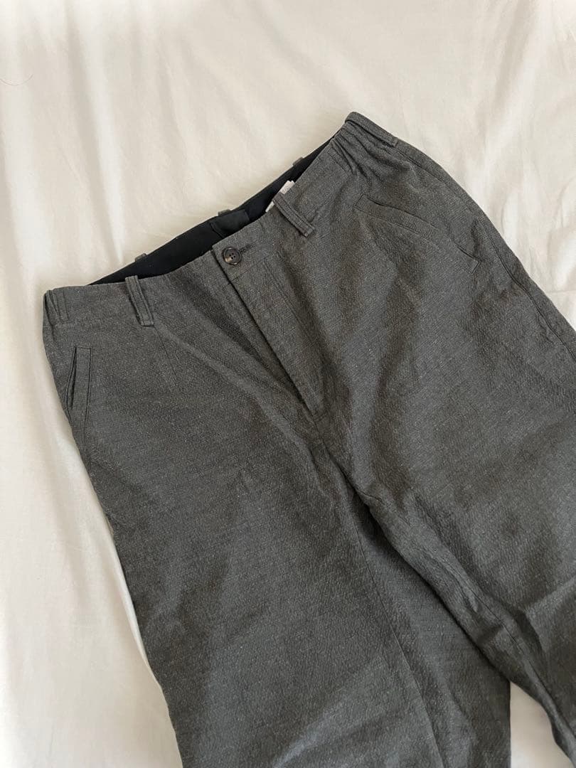 山内 高密度二重織りコットンパンツ グレー ゴムウエスト レア