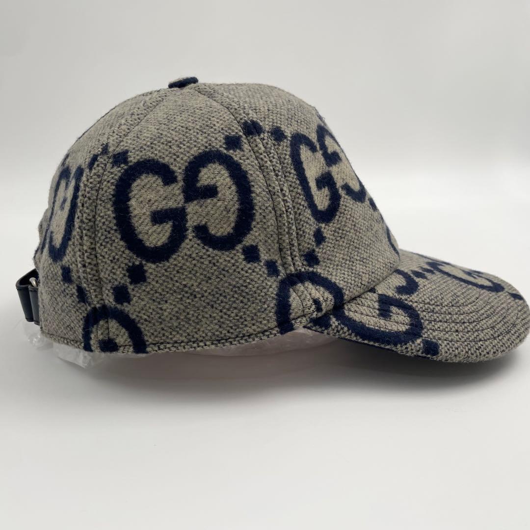 【✨未使用級】 グッチ ベースボールキャップ ジャンボGG コットン レザー