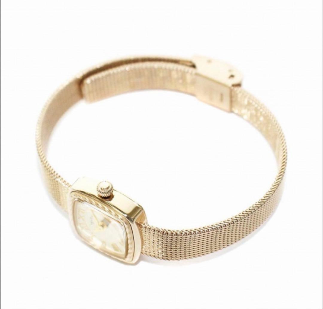 アガット スクエアフェイスウォッチ 腕時計 クオーツ ゴールドカラー