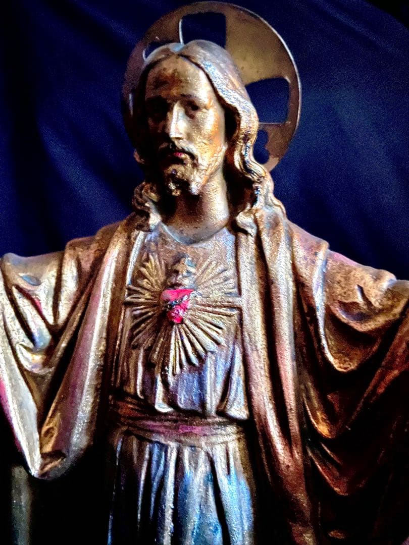 【貴重】イエス・キリスト像 ブロンズ像 浄化 聖母 イコン 絵画 アンティーク