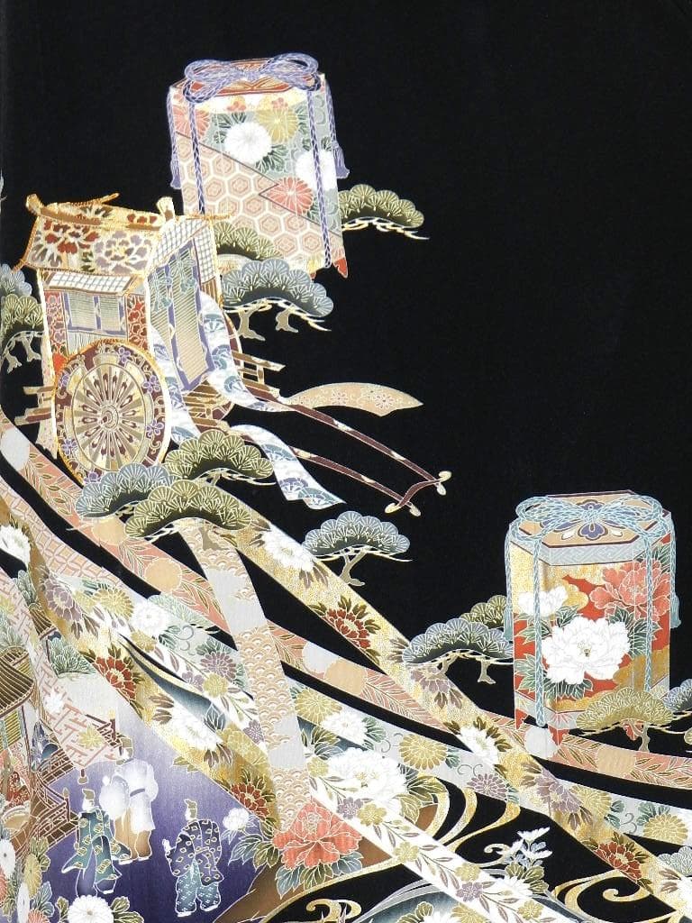 留袖　ワンピース　ドレス　フレアー袖　手書き友禅染　正絹　460　夢ちりめん