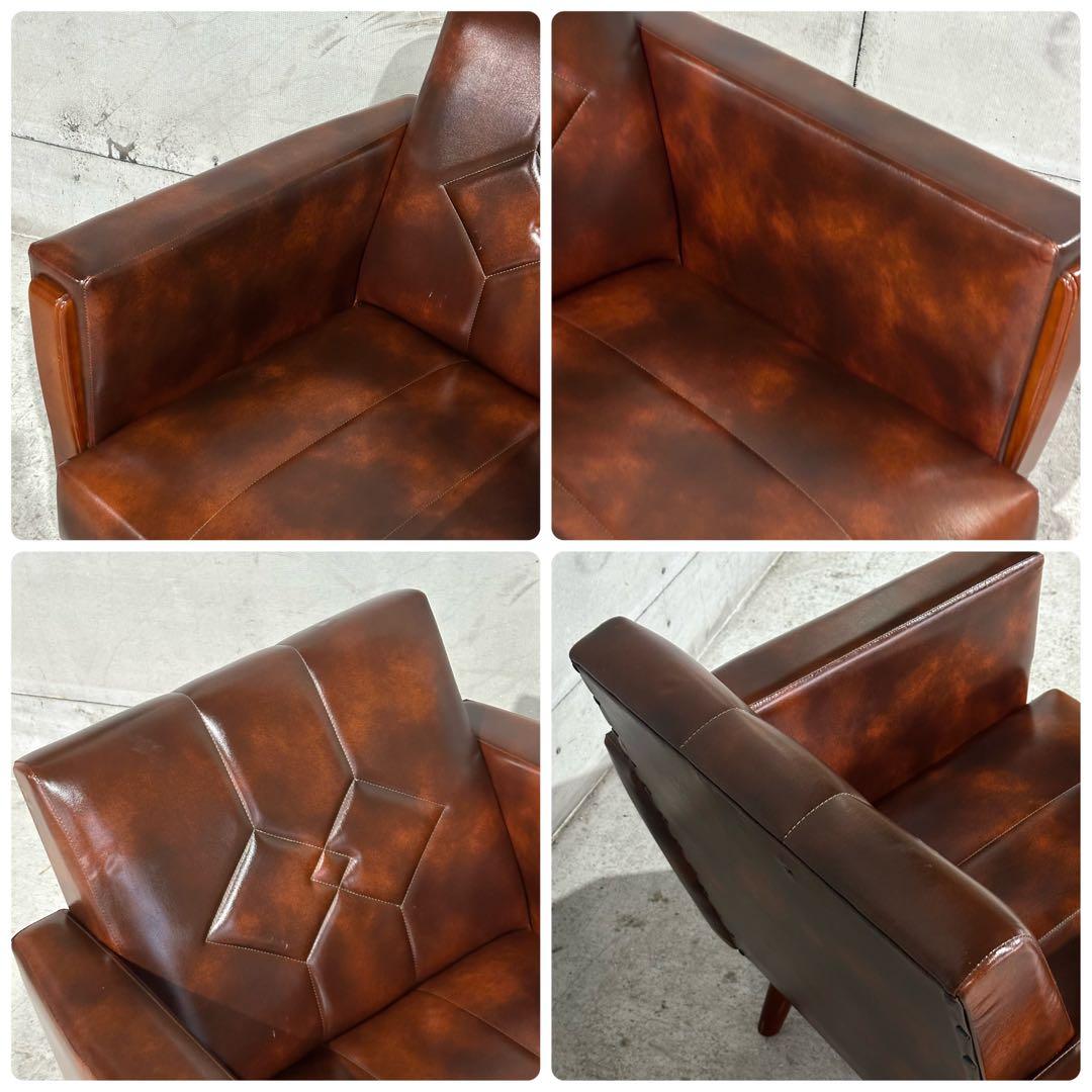 ✦70s✦ ヴィンテージ ソファー ダイヤステッチ レトロ 喫茶店スタイル　合皮