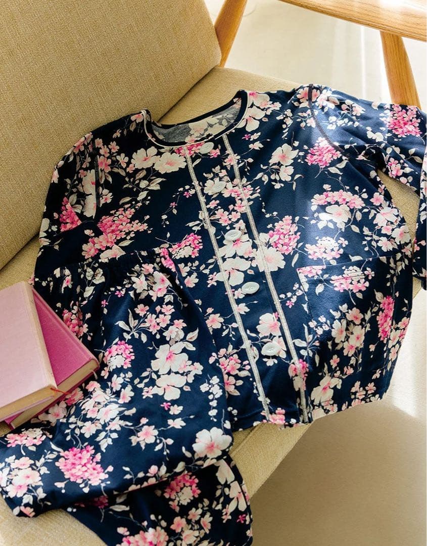 ワコール　らくラクパートナー 綿１００％　長袖　レモンボタン　パジャマ