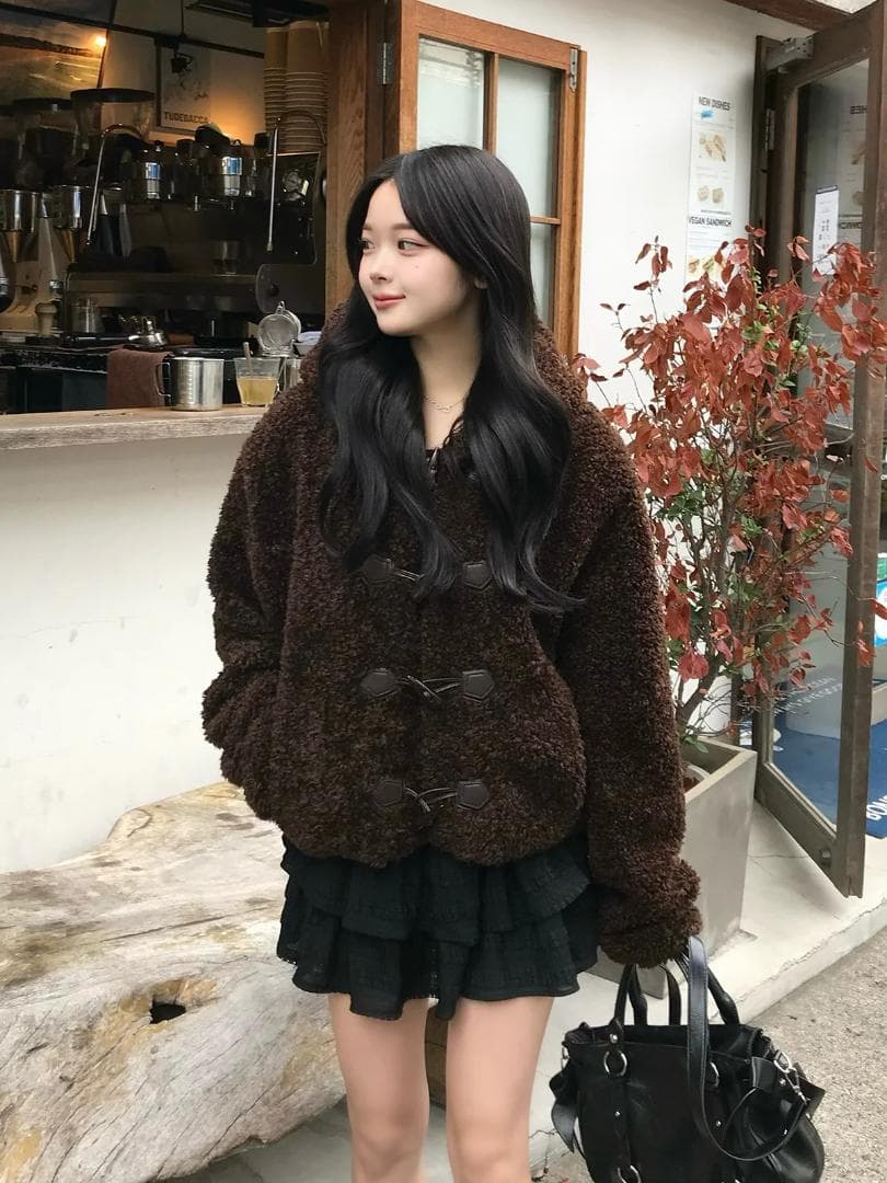 emmy プードルファータッチボタンコート