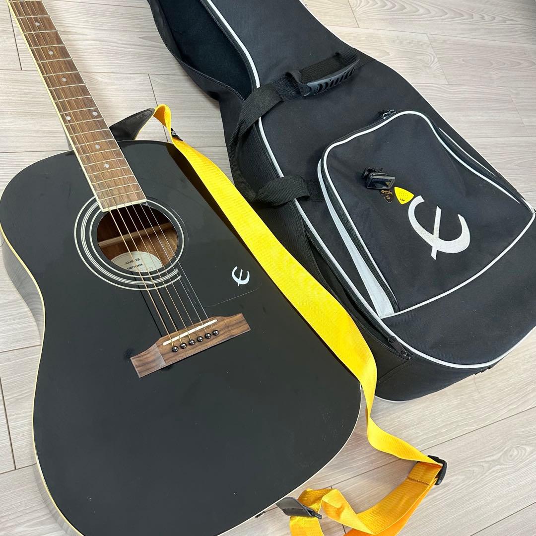 【美品】Epiphone アコースティックギター エボニーブラック　おまけ多数