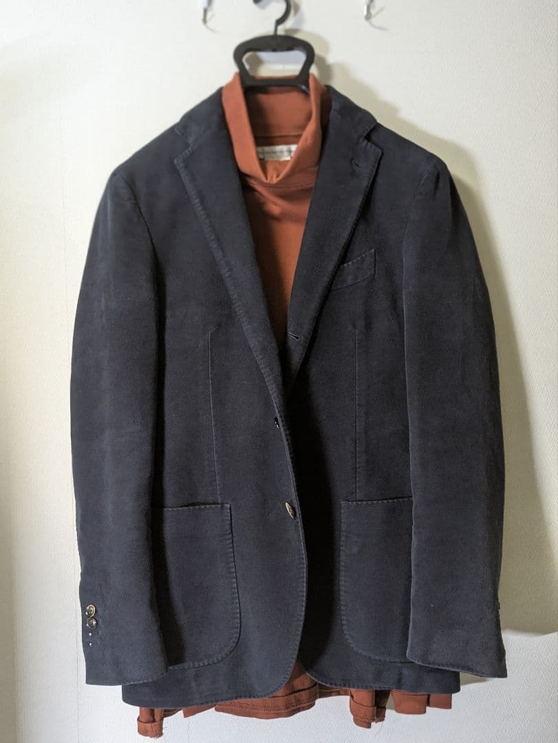 ラルディーニ テーラードジャケット 46 モールスキン 本切羽 ネイビー