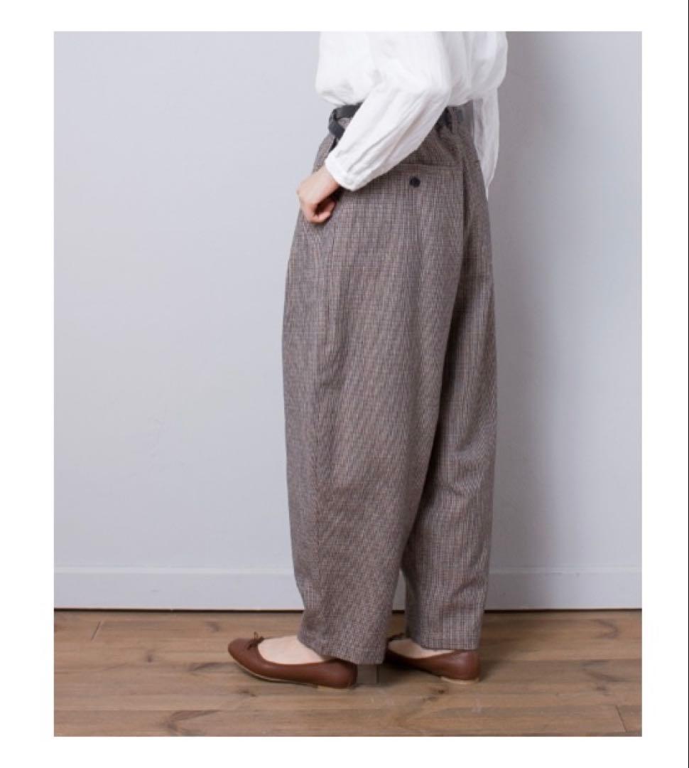 美品ネストローブ ウールコットンガンクラブチェックパンツ