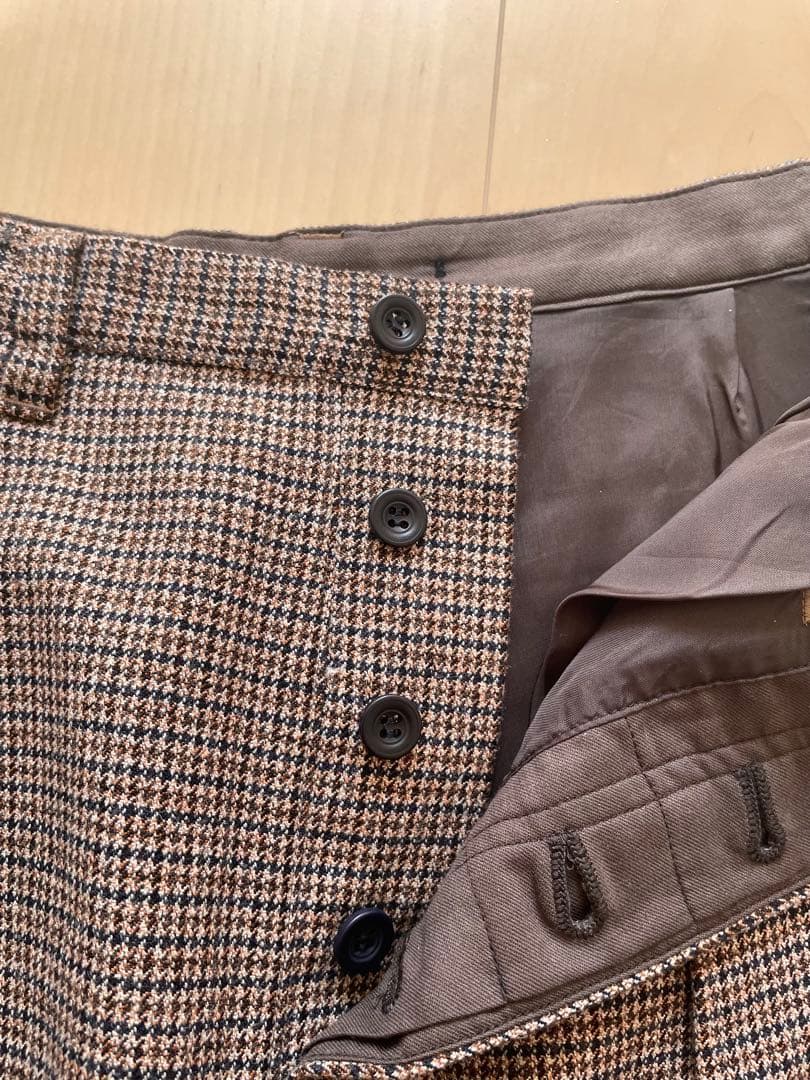 美品ネストローブ ウールコットンガンクラブチェックパンツ
