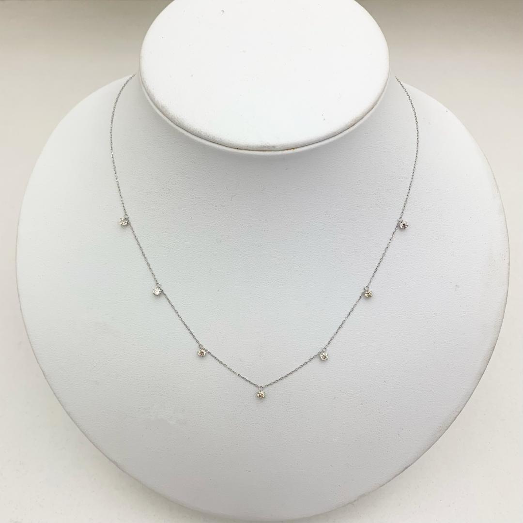 新品 ステーションネックレス ダイヤモンド 0.50ct プラチナ