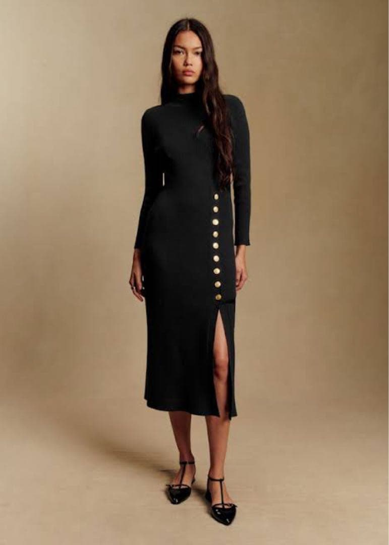 SÉZANE (セザンヌ)ブラックタートルネックロングワンピース