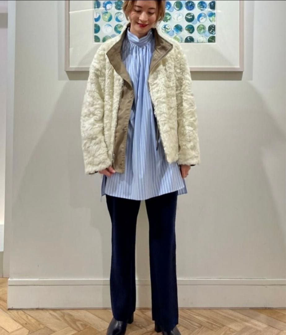 トゥモローランド　ポリエステルツイルリバーシブルショートモッズコート