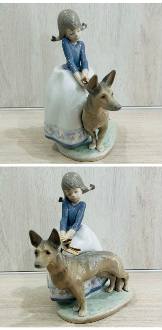 ✨リヤドロ LLADRO✨陶器人形 フィギュリン そんなに急がないで 犬と少女