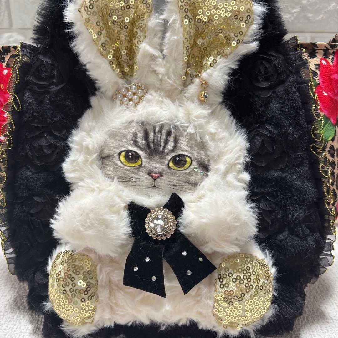 黒*こ様 コヤンイサムチョン　サイドファスナーバッグ　白うさぎちゃん　ヒョウ柄