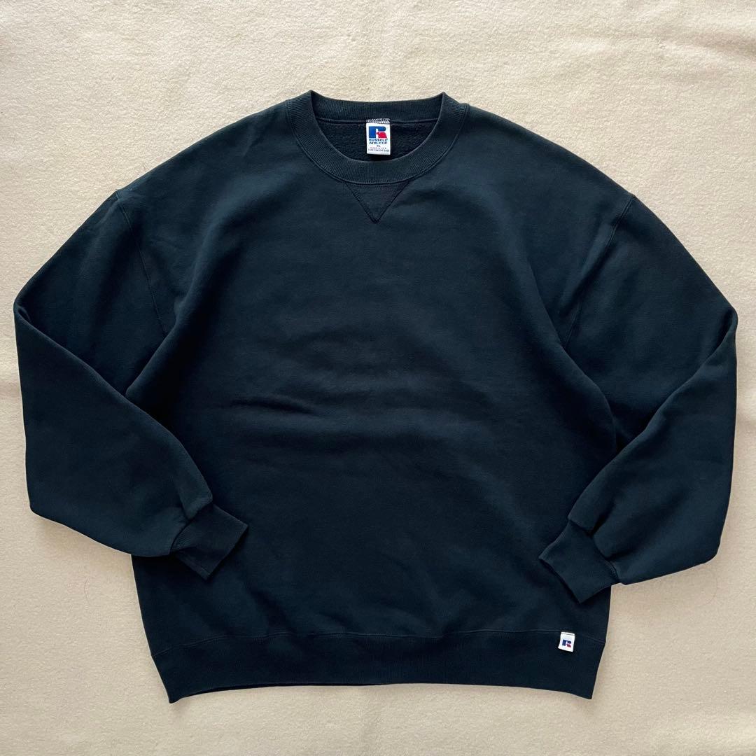 USA製 90s ラッセルアスレチック スウェット黒 XL V字 ブラック