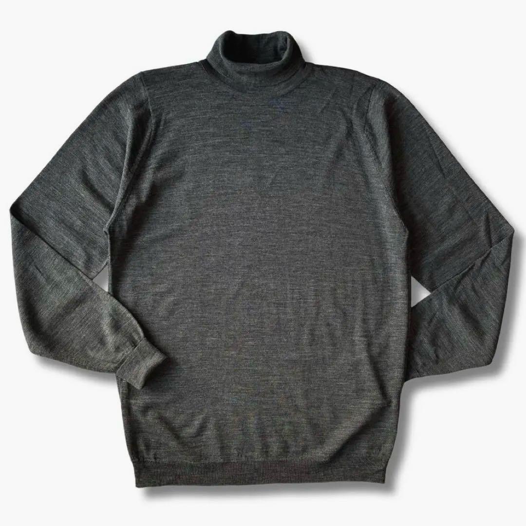 美品 英国製 JOHN SMEDLEY 30G タートルネック ニット セーター